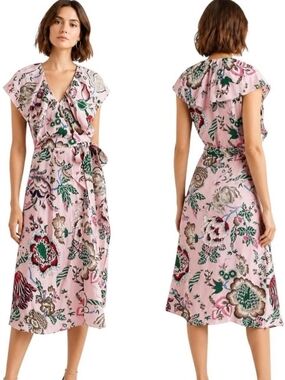 Tori BURCH Floral Wrap Midi Dress - Pink